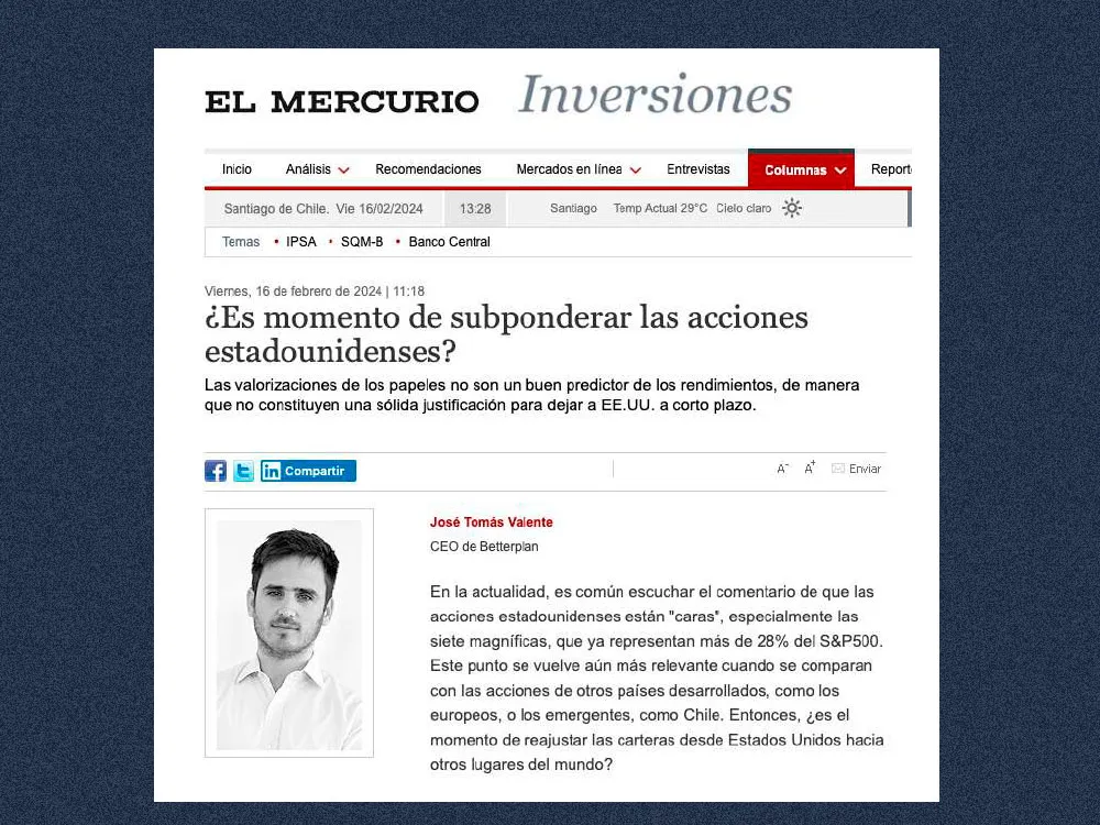 ¿Es momento de subponderar las acciones estadounidenses?