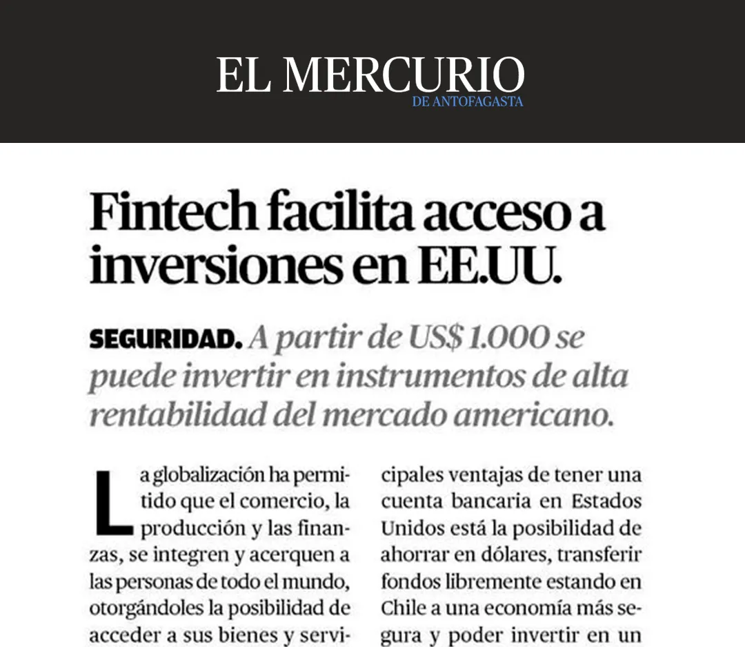 Fintech facilita acceso a inversiones en EE.UU.